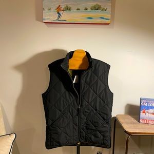 NWT J.CREW Vest Adult Black Quilted Walker Zip Lined AR275 Chore Men